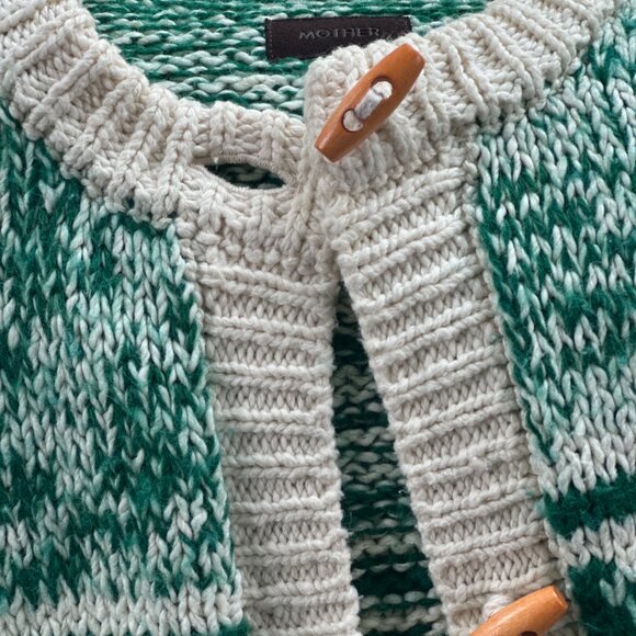 MOTHER Denim Long Drop Cardigan in Forest and Cream - Picture 9 of 9